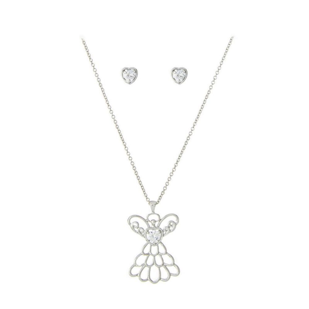 Sunflower Garden April Birthstone Angel Pendant and Earrings Set